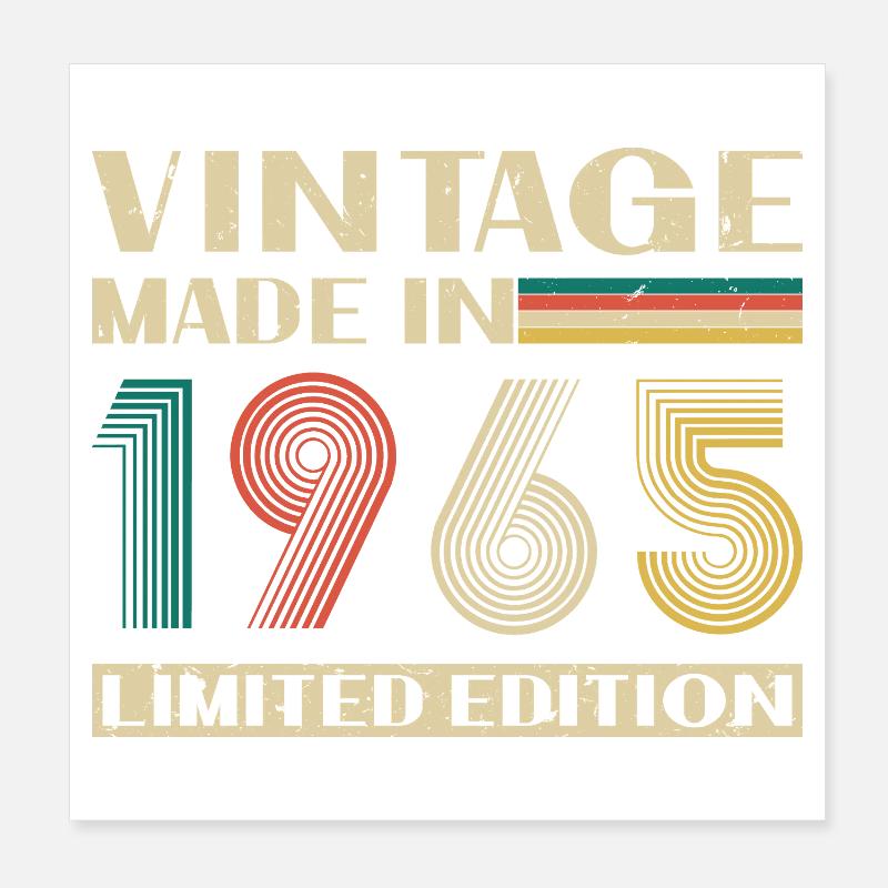 1965 Vintage Rétro Cadeau D'anniversaire Poster 20 x 20 cm
