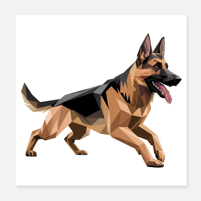 German Shepherd - Cool Low Poly Logo Poster 8" x 8" (20x20 cm)