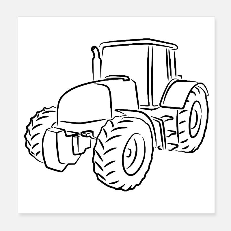 Traktor Zeichnung Poster 20x20 cm