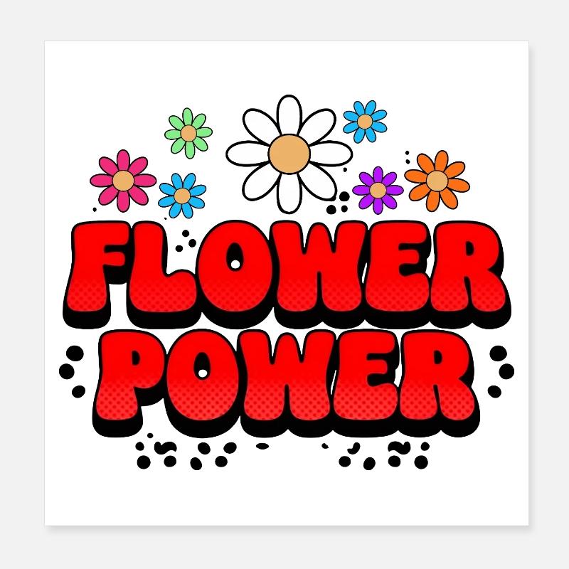 Flower Power Rétro Pop Poster 20 x 20 cm