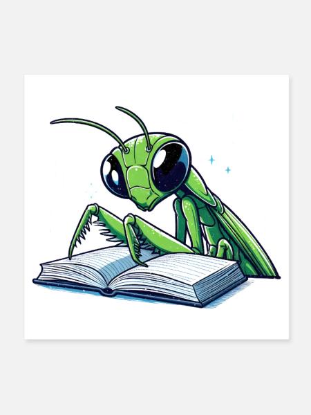 Lire sauterelle dans le livre des étoiles - Poster 20 x 20 cm - blanc - Devant