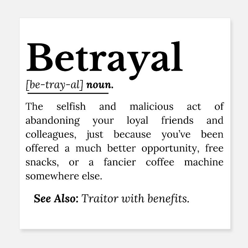 Trahison Définition Version Drôle Poster 20 x 20 cm