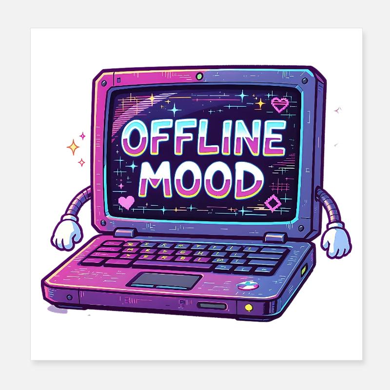 Y2K Retro – Offline Mood - Poster 20x20 cm - Weiß