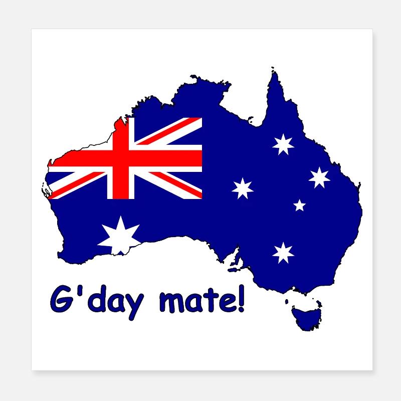 G’day Mate Drapeau australien Poster 20 x 20 cm