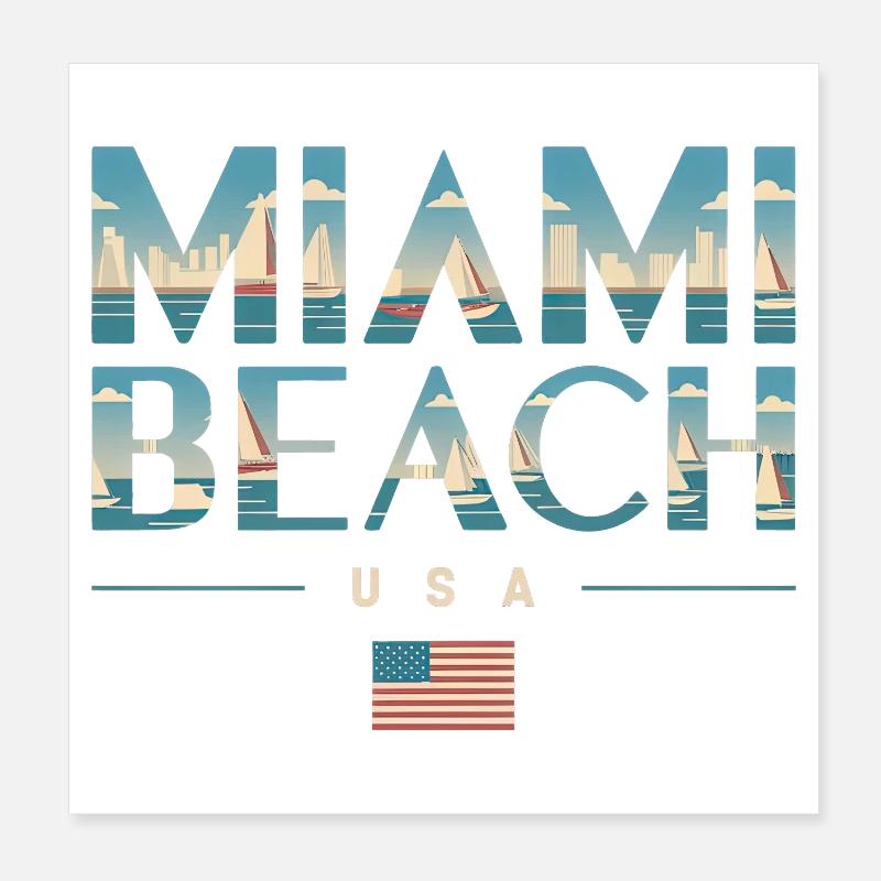 Miami Beach Palmen Stadt Reisedesign Poster 20x20 cm