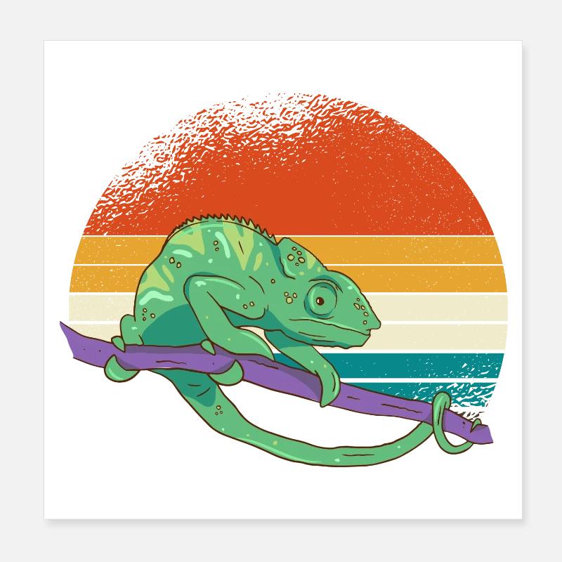 Caméléon du coucher de soleil Poster 20 x 20 cm