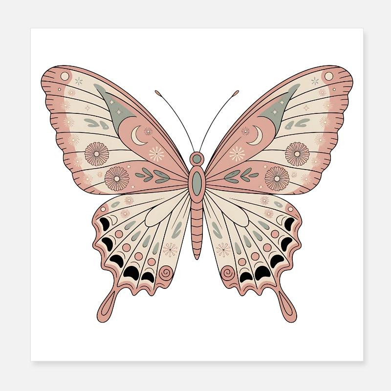 Papillon bohème Poster 20 x 20 cm
