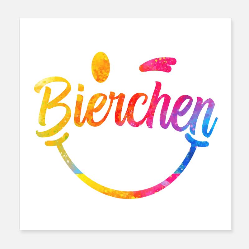 Bierchen Regenbogen Schriftzug Poster 20x20 cm