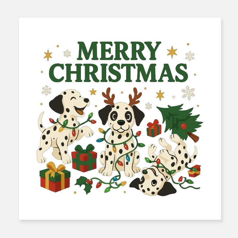 Dalmatiens mignons dans le design de Noël Poster 20 x 20 cm