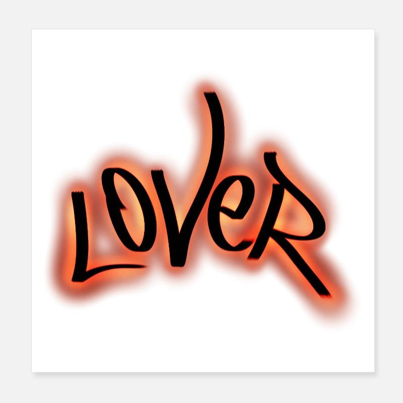 Lover Graffiti Neon Schrift Poster 20x20 cm