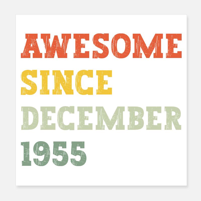 1955 Décembre Cadeau d’anniversaire Poster 20 x 20 cm