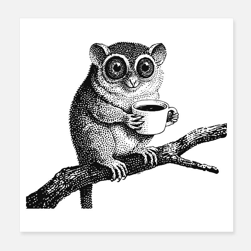 Tarsier au café Poster 20 x 20 cm