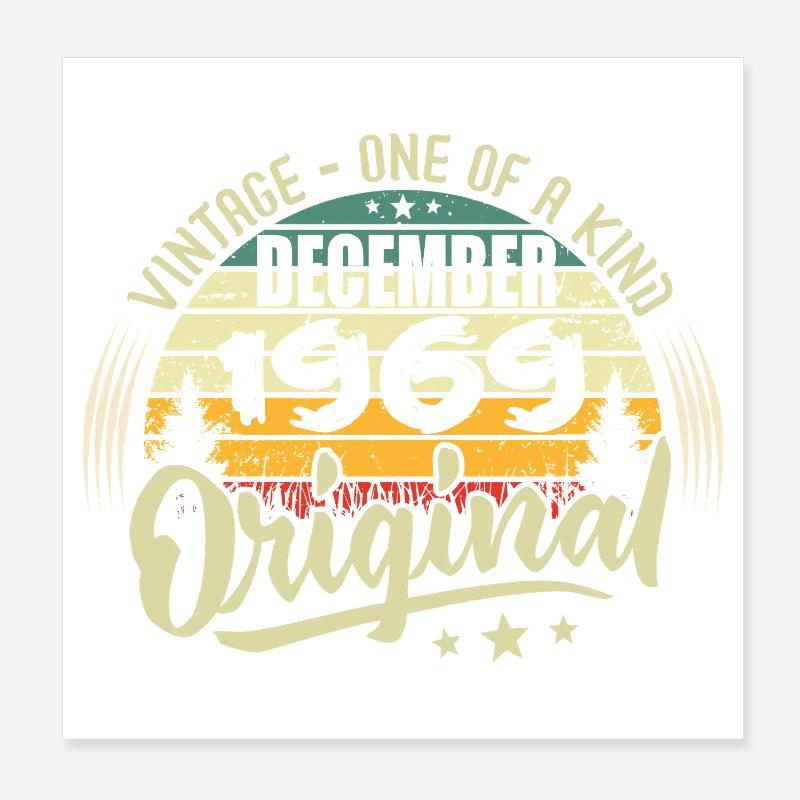 Dezember 1969 - Vintage Authentic Dezember 1969 Poster 20x20 cm