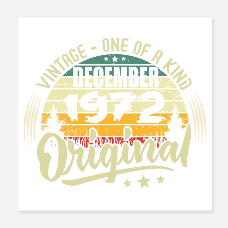 Dezember 1972 - Vintage Authentic Dezember 1972 Poster 20x20 cm