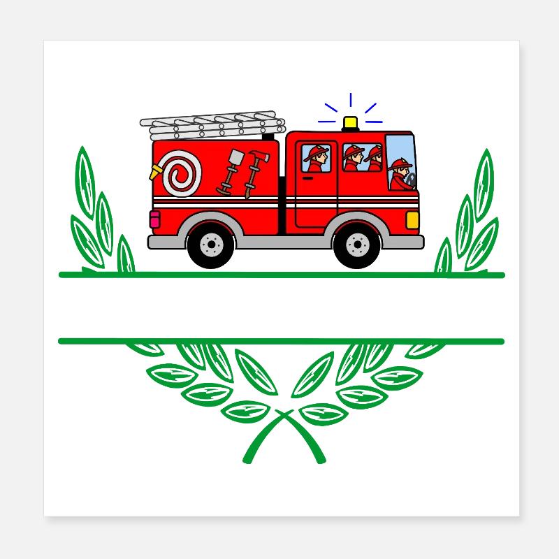 Fire Truck with Namespace Poster 8" x 8" (20x20 cm)