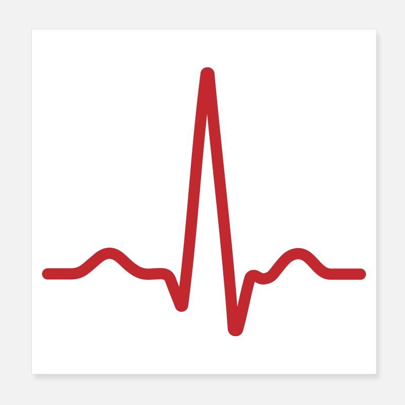 Bold Red Ecg Pulse Line Poster 8" x 8" (20x20 cm)