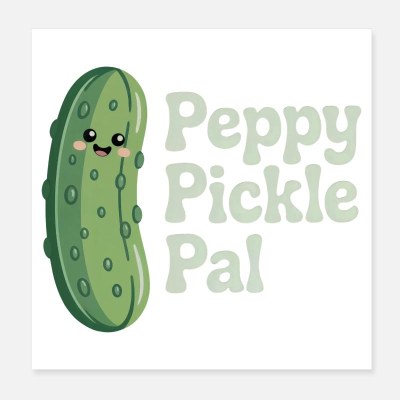 Peppy Pickle Pal - Cucumber Poster 8" x 8" (20x20 cm)