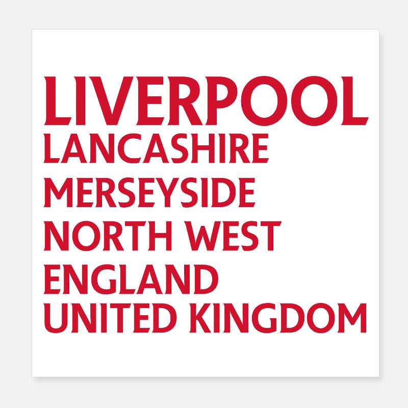 Liverpool – Angleterre Conception des paroles Poster 20 x 20 cm