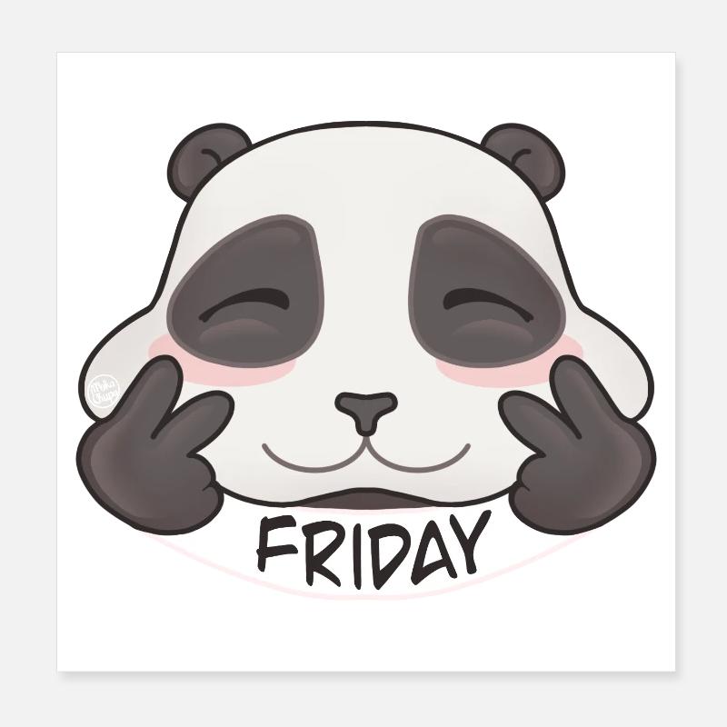 Panda Vendredi Doux Poster 20 x 20 cm