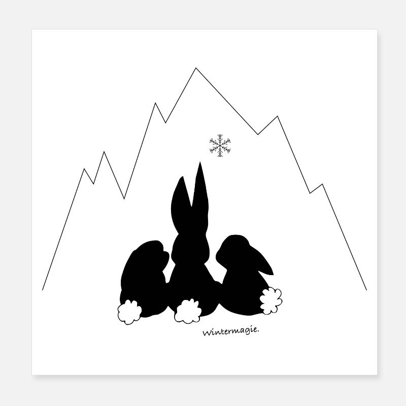 Winter Magic: Three Rabbits and the First Snow Poster 8" x 8" (20x20 cm)