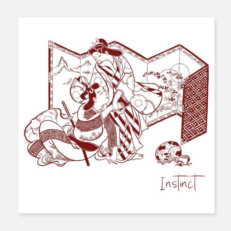 Lovers, Cat and Mouse – Instinct Design  Japan Art Poster 8" x 8" (20x20 cm)
