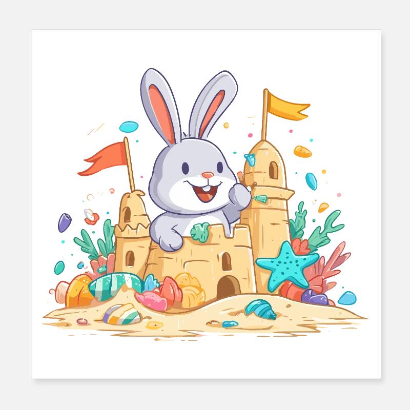 Un lapin d’été dans la basse à sable Poster 20 x 20 cm