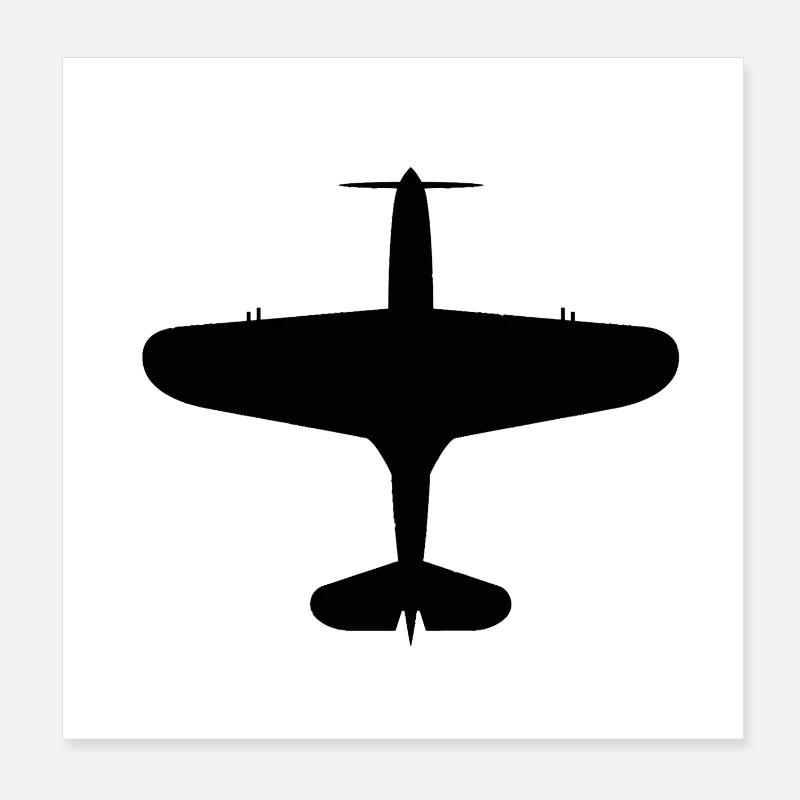 Top-Down Flugzeug Silhouette Poster 20x20 cm