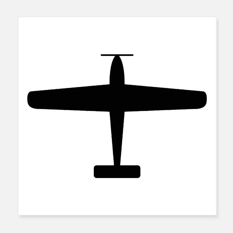 Schwarze Flugzeug-Silhouette Poster 20x20 cm