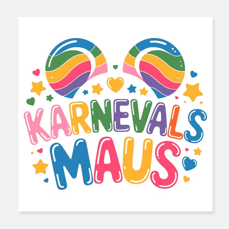 Karnevalsmaus Karneval Köln Kölner Karnevals Maus - Poster 20x20 cm - Weiß