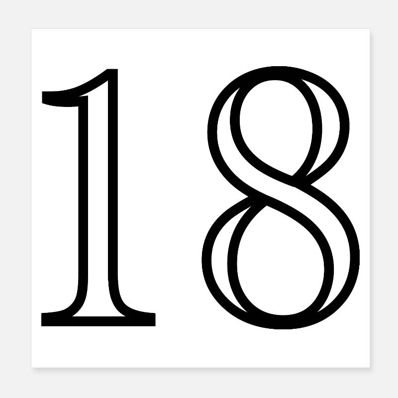18. 18 ANS. 18e ANNIVERSAIRE. ANNIVERSAIRE 18 ANS. Poster 20 x 20 cm