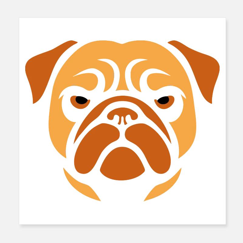 Mops , Hundekopf Poster 20x20 cm