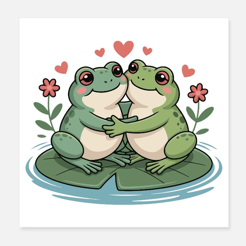 Frosch Paar Valentinstag Poster 20x20 cm