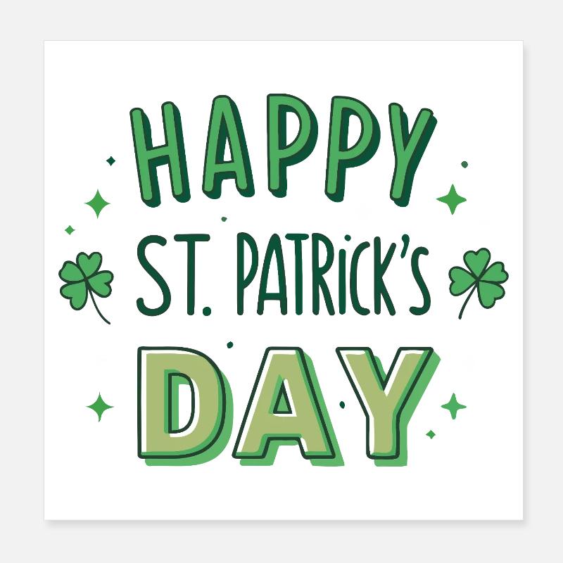 Joyeuse Saint-Patrick Graphisme Vert Poster 20 x 20 cm