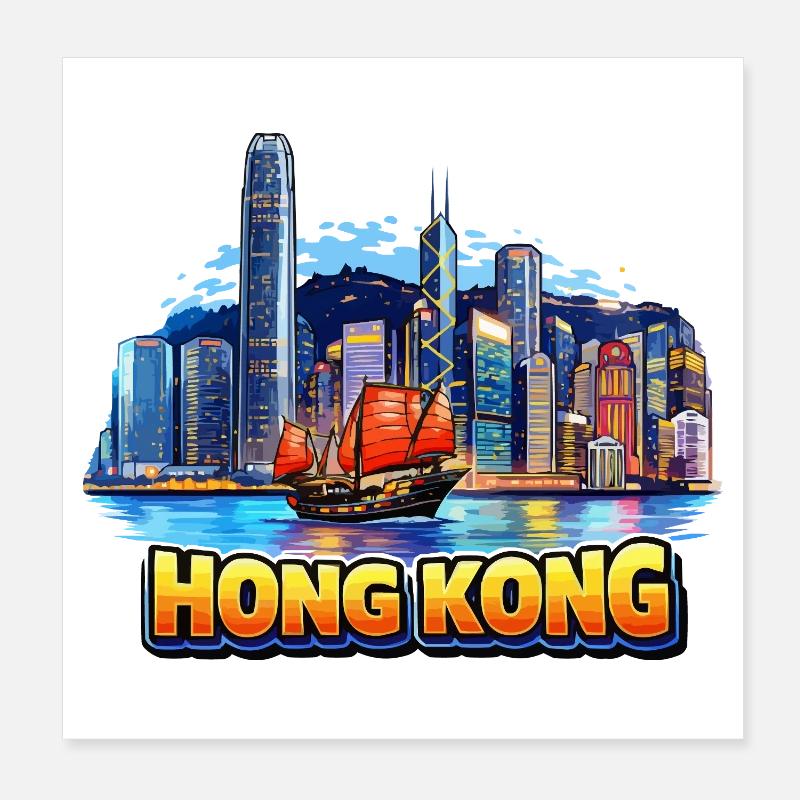 Silhouette de Hong Kong Poster 20 x 20 cm