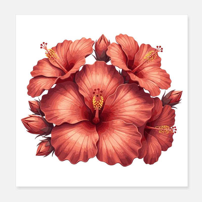 Hibiskus in Rosenrot Poster 20x20 cm