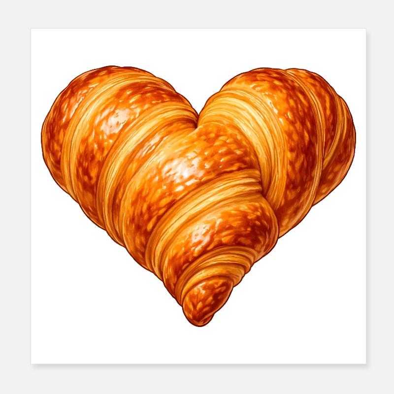 Illustration de croissant en forme de cœur Poster 20 x 20 cm
