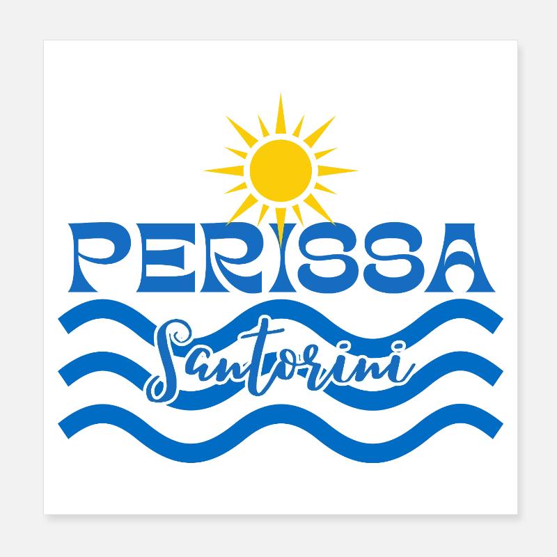 Perissa Santorini Sun Waves Poster 20 x 20 cm