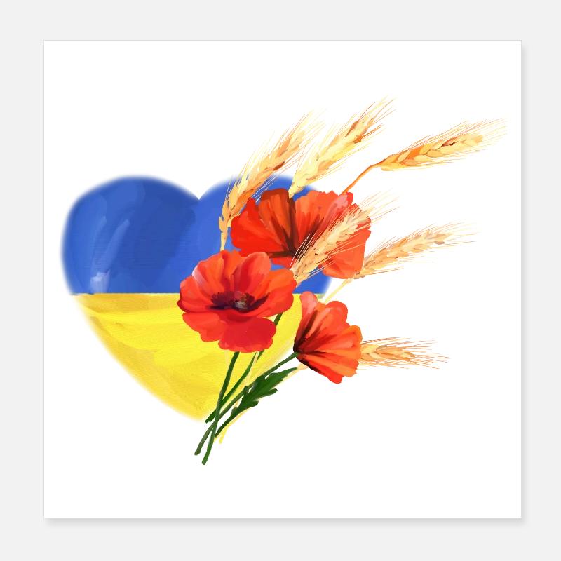 Cœur de l’Ukraine - Pavots et blé doré Poster 20 x 20 cm