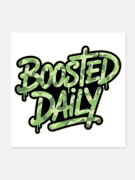 Boosted Daily for JDM Tuning Fans Turbo Scene - Poster 8" x 8" (20x20 cm) - white - Front