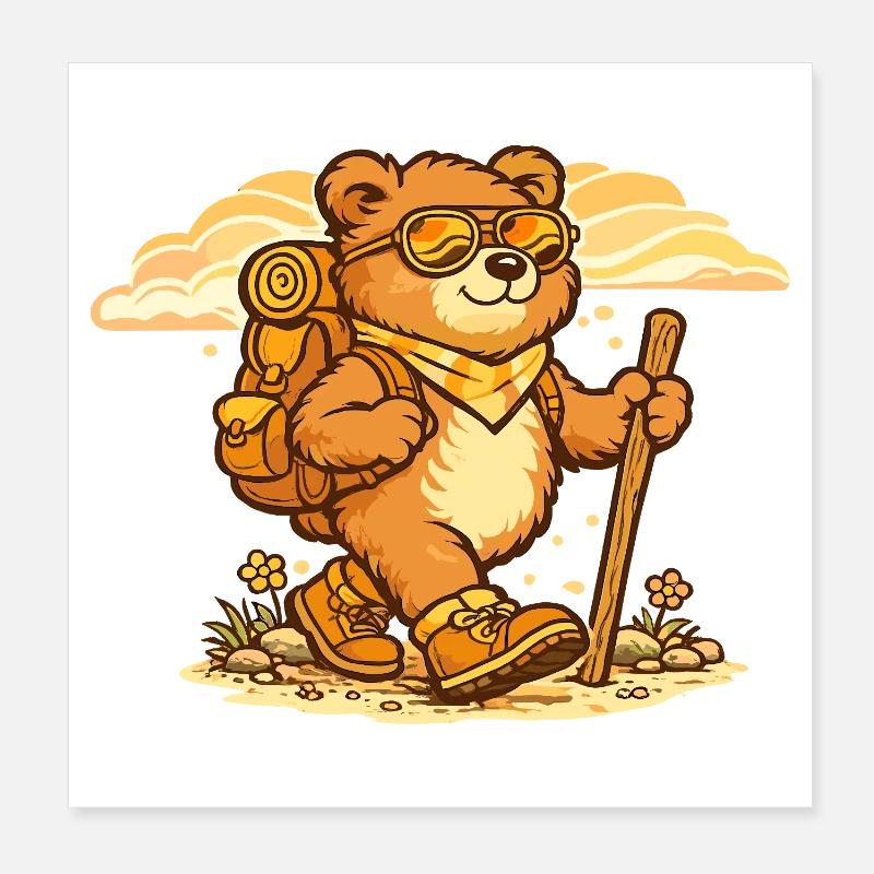 Wanderbär on a discovery tour Poster 8" x 8" (20x20 cm)