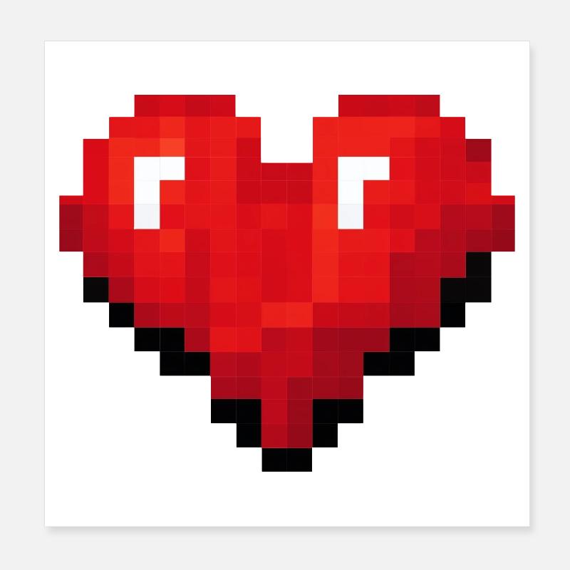 Retro Pixel Heart Video Game Poster 8" x 8" (20x20 cm)