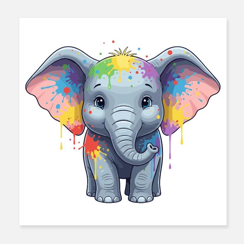 Éclaboussure d’éléphant colorée Poster 20 x 20 cm