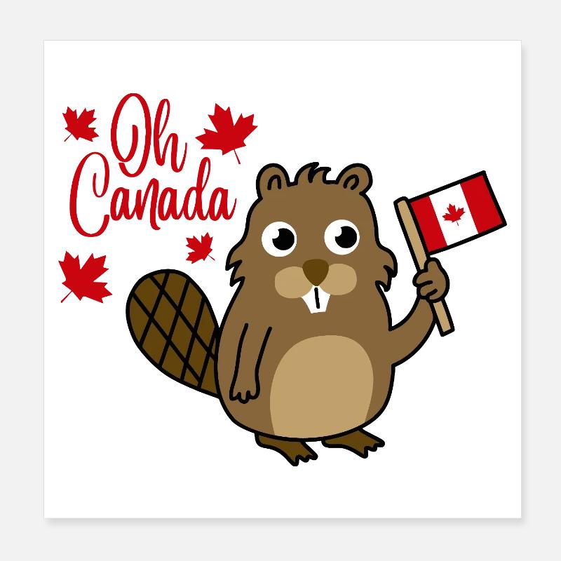 Oh Ours du drapeau du castor du Canada Poster 20 x 20 cm