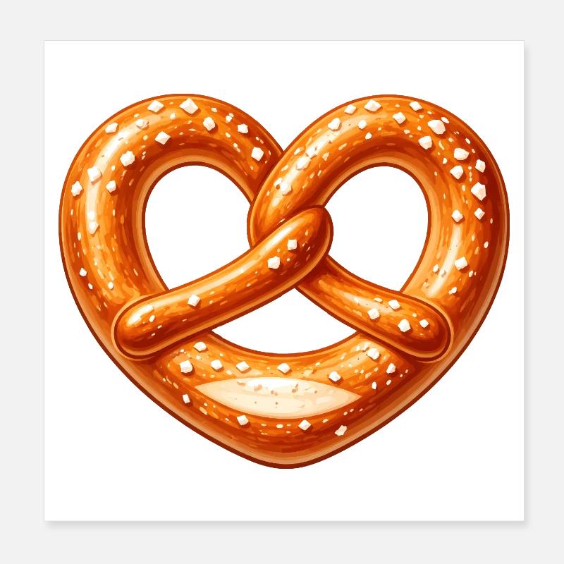 Pretzel Heart Baking Baker Design Poster 8" x 8" (20x20 cm)