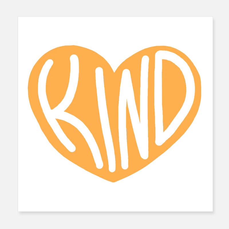 Heart KIND Typography Design Poster 8" x 8" (20x20 cm)
