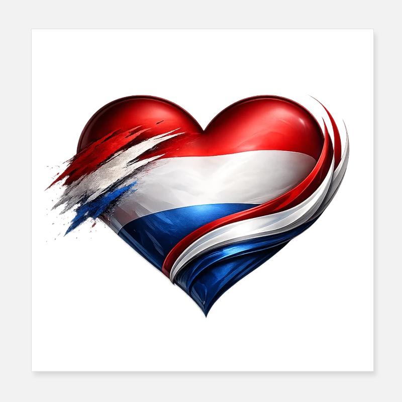 Drapeau du cœur de Hollande des Pays-Bas Poster 20 x 20 cm