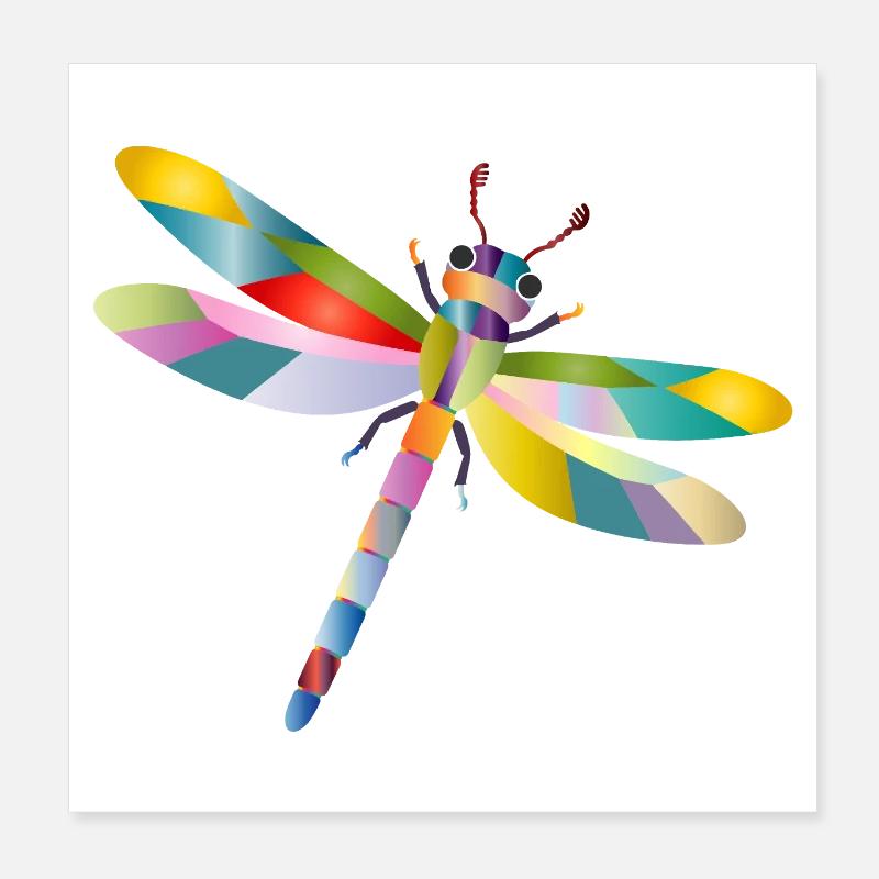 Style Arc-en-ciel de la Libellule Colorée Poster 20 x 20 cm