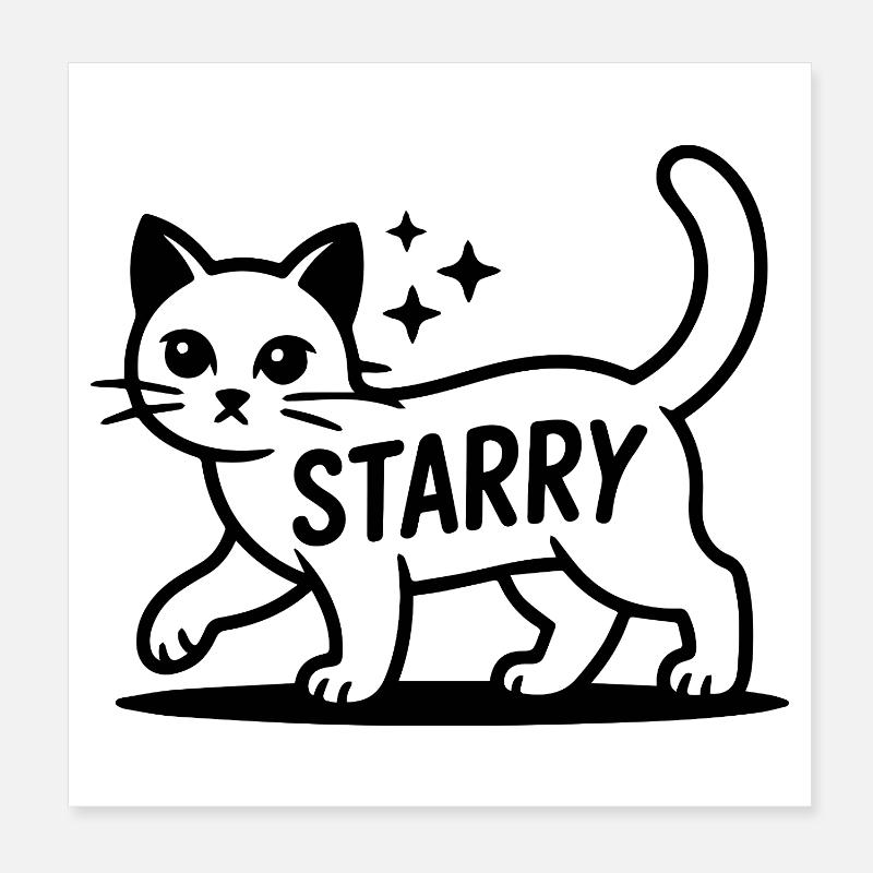 Mystic Cat Starry Starry Sky Magic Poster 8" x 8" (20x20 cm)