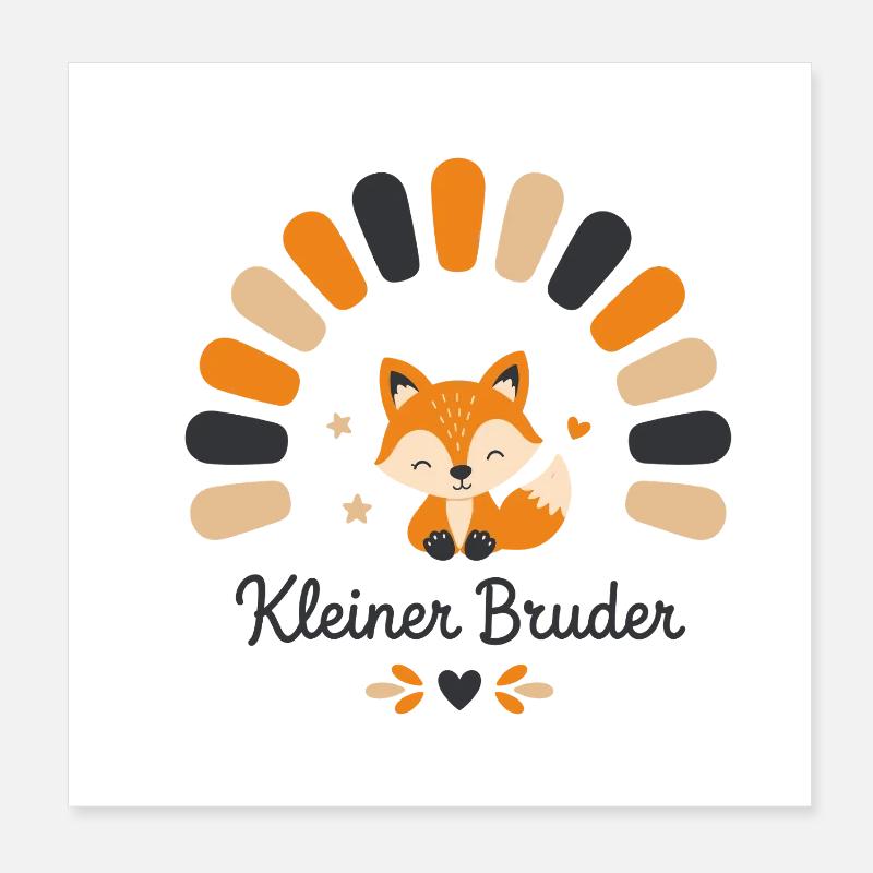 Kleiner Bruder Fuchs Boho Waldtier Design Poster 20x20 cm