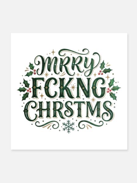 Merry Chrstms – frecher Weihnachtsspruch - Poster 20x20 cm - Weiß - Vorne